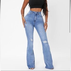 High-Waisted Blue Jeans